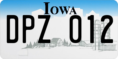 IA license plate DPZ012