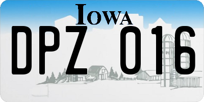 IA license plate DPZ016