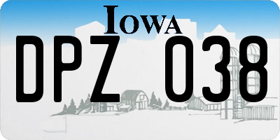 IA license plate DPZ038