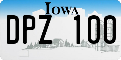 IA license plate DPZ100