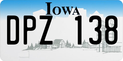 IA license plate DPZ138