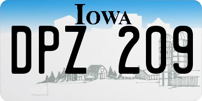 IA license plate DPZ209