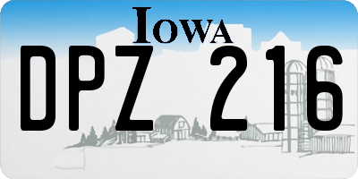 IA license plate DPZ216