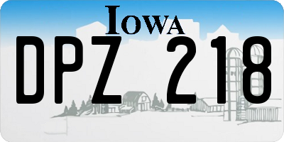 IA license plate DPZ218