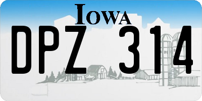 IA license plate DPZ314