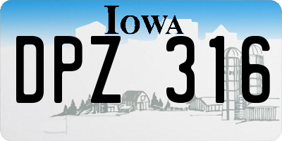 IA license plate DPZ316