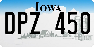 IA license plate DPZ450