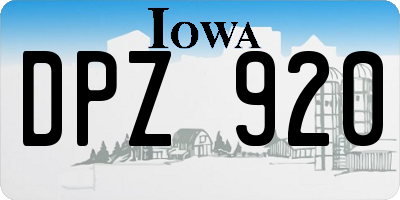 IA license plate DPZ920