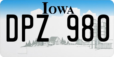IA license plate DPZ980