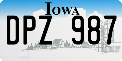 IA license plate DPZ987
