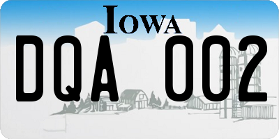 IA license plate DQA002