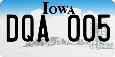 IA license plate DQA005