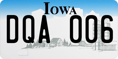 IA license plate DQA006