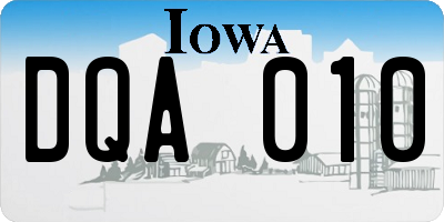 IA license plate DQA010