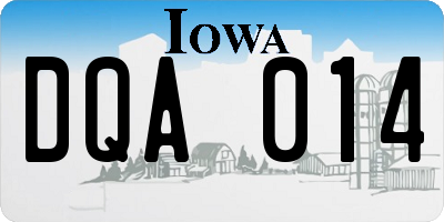 IA license plate DQA014