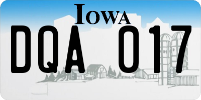 IA license plate DQA017