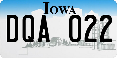 IA license plate DQA022