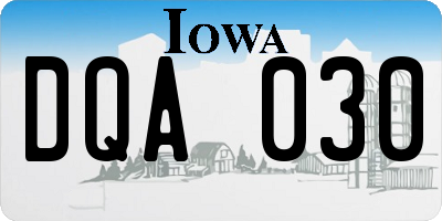 IA license plate DQA030