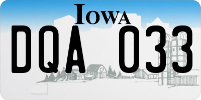 IA license plate DQA033