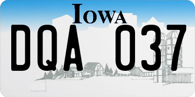 IA license plate DQA037