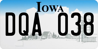 IA license plate DQA038