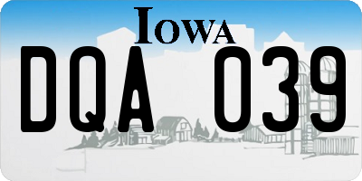 IA license plate DQA039