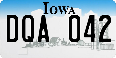 IA license plate DQA042