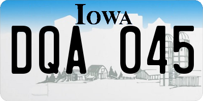 IA license plate DQA045