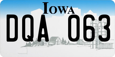 IA license plate DQA063