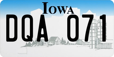 IA license plate DQA071