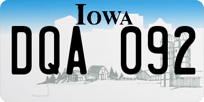 IA license plate DQA092