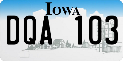 IA license plate DQA103