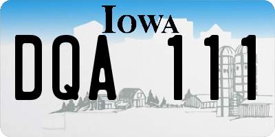 IA license plate DQA111