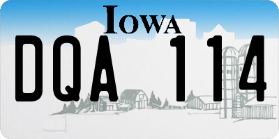 IA license plate DQA114