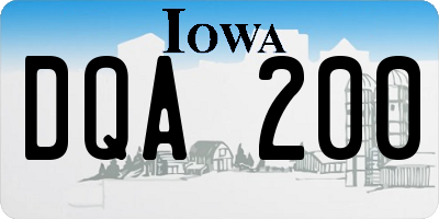 IA license plate DQA200