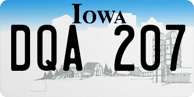 IA license plate DQA207