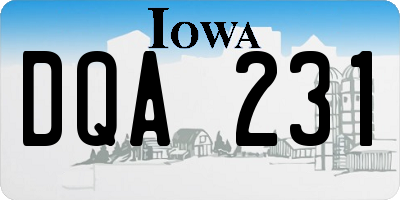 IA license plate DQA231