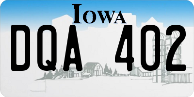 IA license plate DQA402