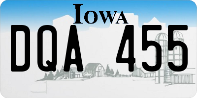 IA license plate DQA455