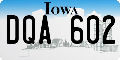 IA license plate DQA602