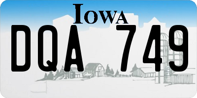 IA license plate DQA749