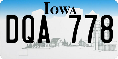 IA license plate DQA778