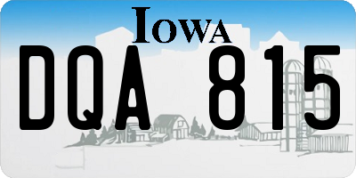 IA license plate DQA815