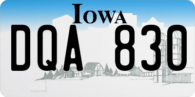 IA license plate DQA830