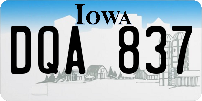 IA license plate DQA837