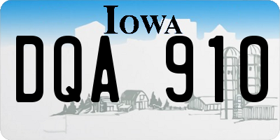 IA license plate DQA910