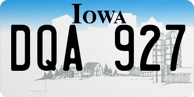 IA license plate DQA927