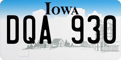 IA license plate DQA930