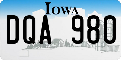 IA license plate DQA980