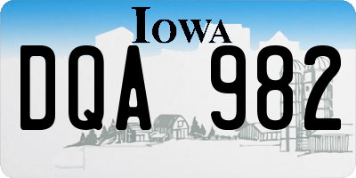 IA license plate DQA982